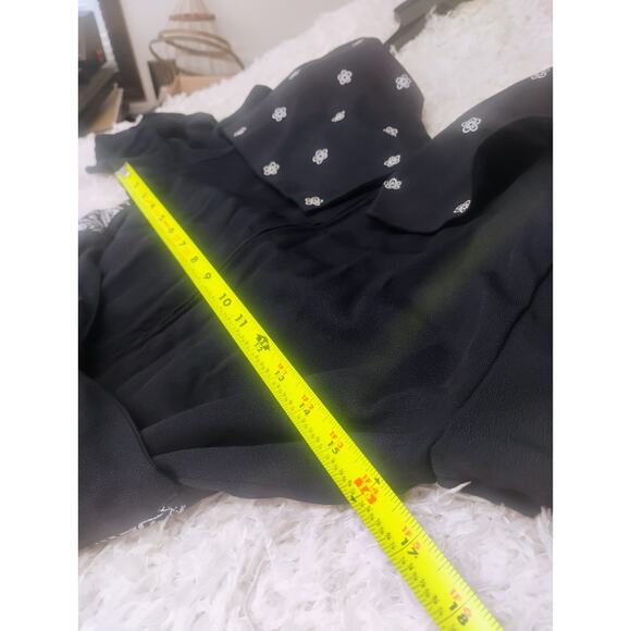 Vintage Navy Blue Maxi Dress Sailor Collar Floral Embroidered Cottagecore Sz 10 - Picture 3 of 11